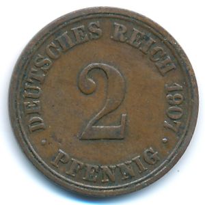 Германия, 2 пфеннига (1907 г.)