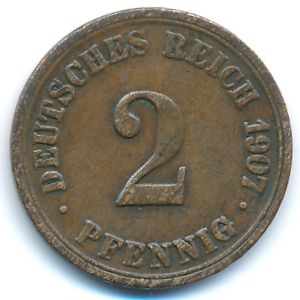 Германия, 2 пфеннига (1907 г.)