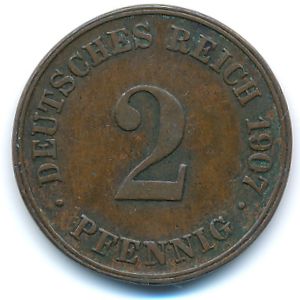 Германия, 2 пфеннига (1907 г.)