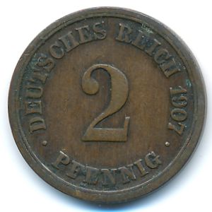 Германия, 2 пфеннига (1907 г.)