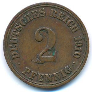 Германия, 2 пфеннига (1910 г.)
