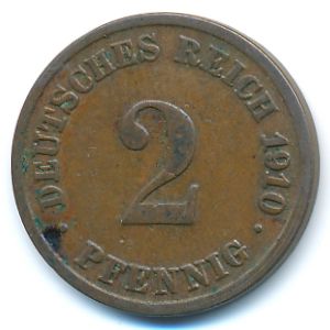 Германия, 2 пфеннига (1910 г.)