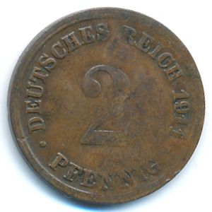 Германия, 2 пфеннига (1911 г.)