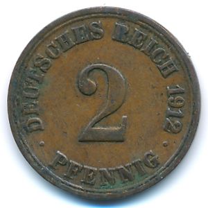 Германия, 2 пфеннига (1912 г.)