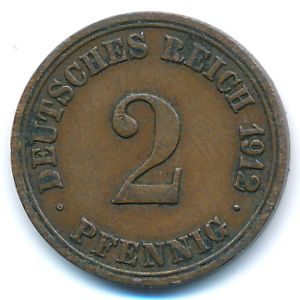 Германия, 2 пфеннига (1912 г.)