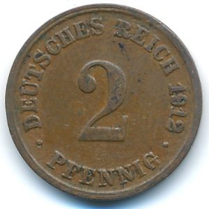 Германия, 2 пфеннига (1912 г.)