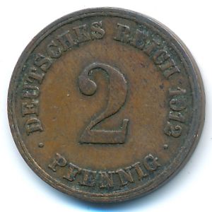 Германия, 2 пфеннига (1912 г.)