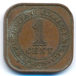 Malaya, 1 cent, 1939