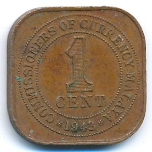 Malaya, 1 cent, 1943