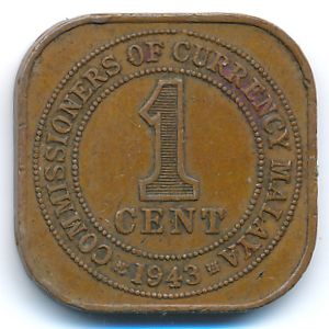 Malaya, 1 cent, 1943