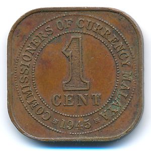 Malaya, 1 cent, 1945