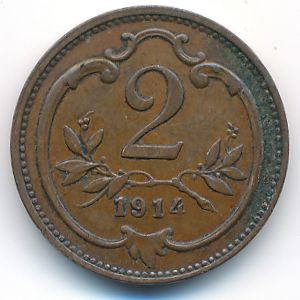 Австрия, 2 геллера (1914 г.)