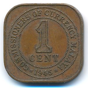 Malaya, 1 cent, 1945