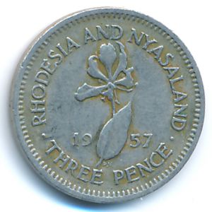 Rhodesia and Nyasaland, 3 pence, 1957