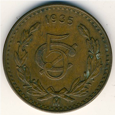 Mexico, 5 centavos, 1914–1935
