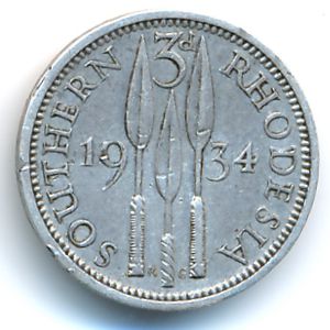 Южная Родезия, 3 пенса (1934 г.)