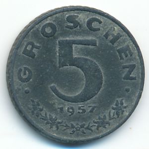 Austria, 5 groschen, 1957