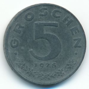 Austria, 5 groschen, 1975