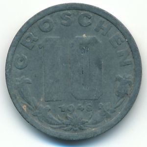 Austria, 10 groschen, 1948