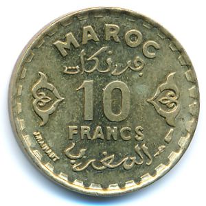 Morocco, 10 francs, 1951