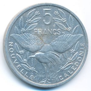 New Caledonia, 5 francs, 1994