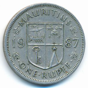 Mauritius, 1 rupee, 1987