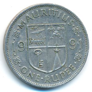 Mauritius, 1 rupee, 1991