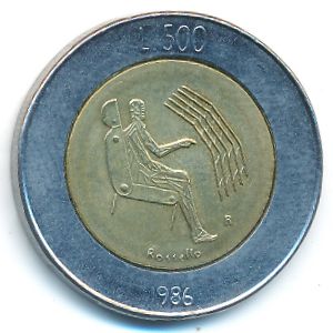 San Marino, 500 lire, 1986