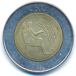 San Marino, 500 lire, 1986