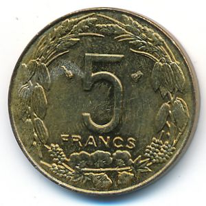 Central African Republic, 5 francs, 1998