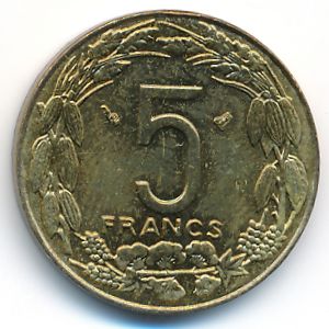 Central African Republic, 5 francs, 1998