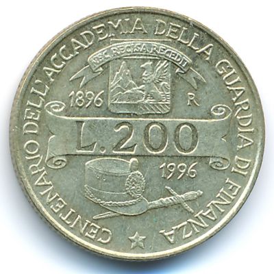 Italy, 200 lire, 1996