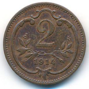 Австрия, 2 геллера (1914 г.)