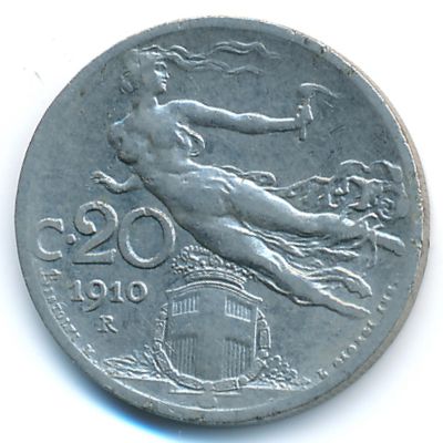Италия, 20 чентезимо (1910 г.)