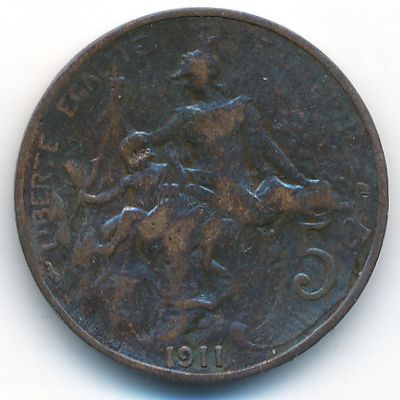 France, 5 centimes, 1911