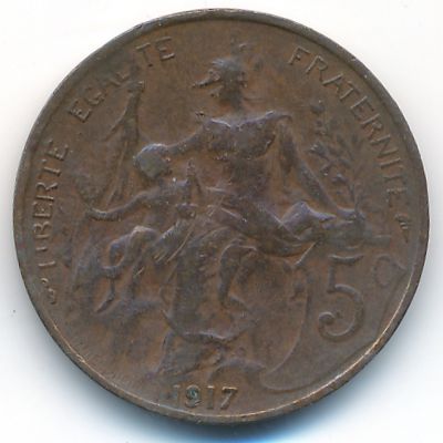 France, 5 centimes, 1917