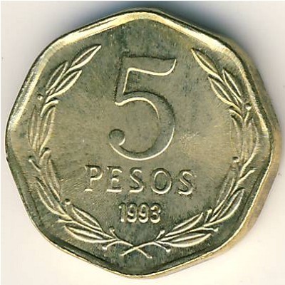 Чили, 5 песо (1992–2013 г.)