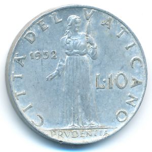 Ватикан, 10 лир (1952 г.)