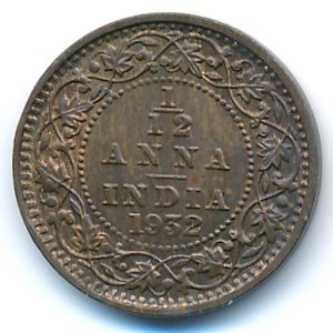 British West Indies, 1/12 anna, 1932