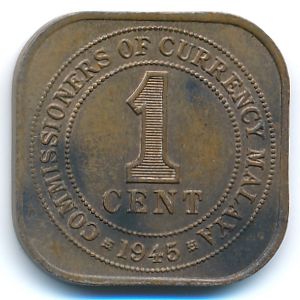 Малайя, 1 цент (1945 г.)