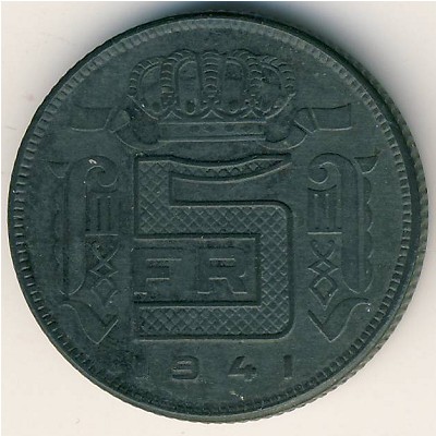 Belgium, 5 francs, 1941–1947