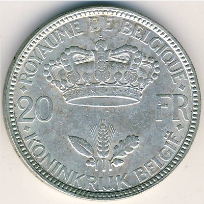 Belgium, 20 francs, 1934–1935