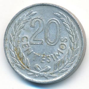 Uruguay, 20 centesimos, 1965