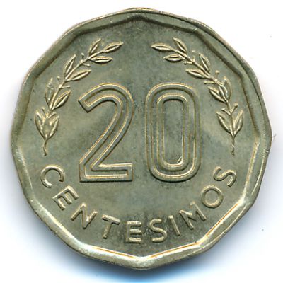 Uruguay, 20 centesimos, 1981