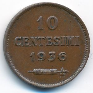 San Marino, 10 centesimi, 1936