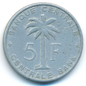 Ruanda-Urundi, 5 francs, 1956