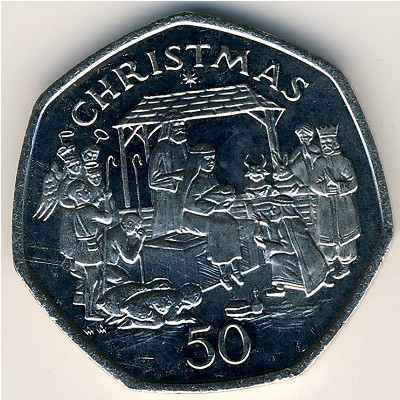 Isle of Man, 50 pence, 1991