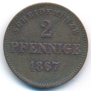 Саксен-Мейнинген, 2 пфеннига (1867 г.)