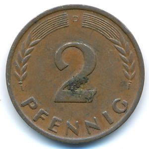 ФРГ, 2 пфеннига (1950 г.)