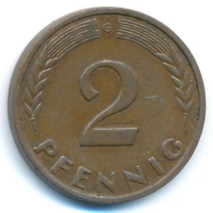 West Germany, 2 pfennig, 1950